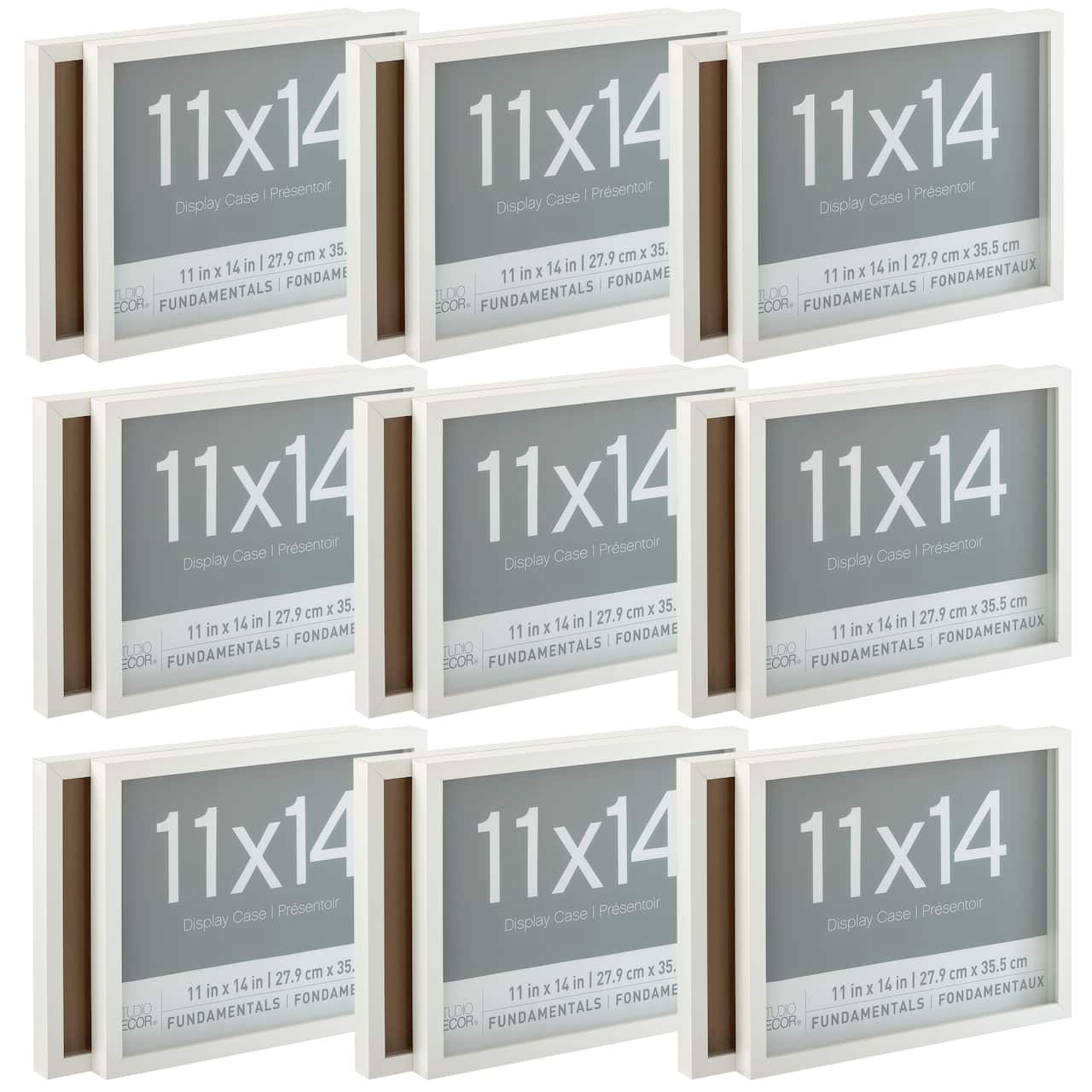 9 Packs: 2 ct. (18 total) White Fundamentals 11" x 14" Display Case by Studio Décor®